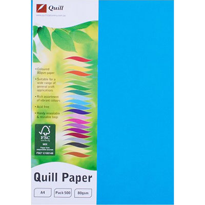 Image for QUILL XL MULTIOFFICE COLOURED A4 COPY PAPER 80GSM MARINE BLUE PACK 500 SHEETS from OFFICE NATIONAL CANNING VALE
