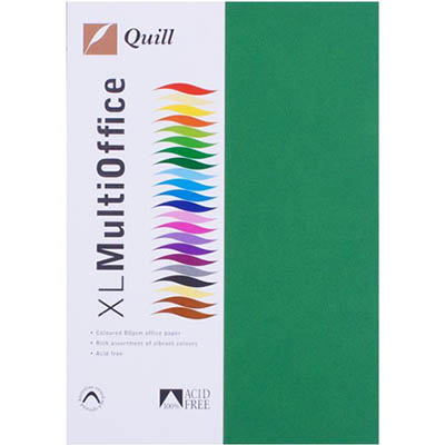Image for QUILL XL MULTIOFFICE COLOURED A4 COPY PAPER 80GSM EMERALD PACK 500 SHEETS from Express Office National