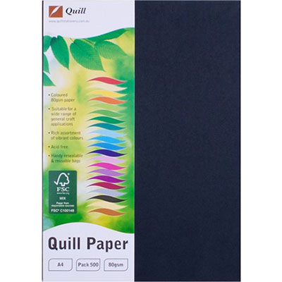 Image for QUILL XL MULTIOFFICE COLOURED A4 COPY PAPER 80GSM BLACK PACK 500 SHEETS from Aztec Office National Melbourne