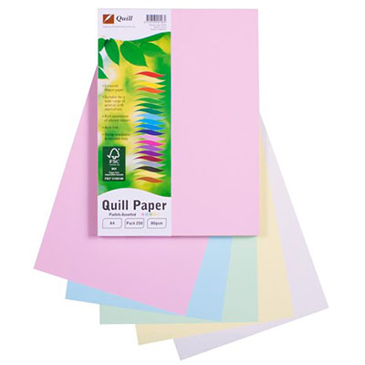 Image for QUILL COLOURED A4 COPY PAPER 80GSM PASTELS ASSORTED PACK 250 SHEETS from OFFICE NATIONAL CANNING VALE