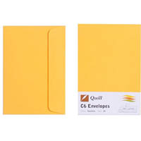 quill c6 coloured envelopes plainface strip seal 80gsm 114 x 162mm sunshine pack 25