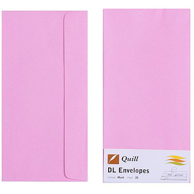 Image for QUILL DL COLOURED ENVELOPES PLAINFACE STRIP SEAL 80GSM 110 X 220MM MUSK PACK 25 from Axsel Office National