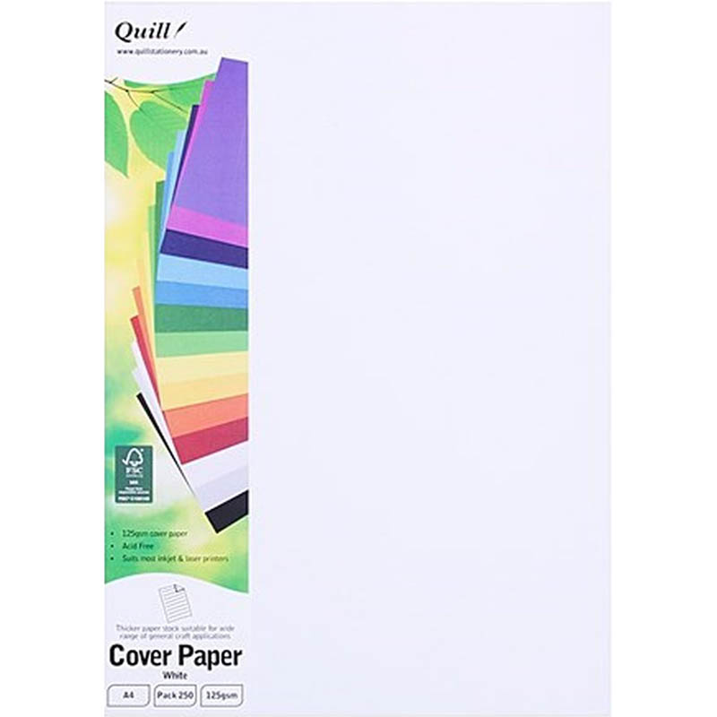 Image for QUILL COVER PAPER 125GSM A4 WHITE PACK 250 from BACK 2 BASICS & HOWARD WILLIAM OFFICE NATIONAL