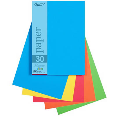 Image for QUILL COLOURED A5 COPY PAPER 80GSM BRIGHT ASSORTED PACK 250 SHEETS from Copylink Office National