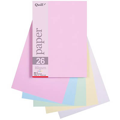 Image for QUILL COLOURED A5 COPY PAPER 80GSM PASTEL ASSORTED PACK 250 SHEETS from Surry Office National