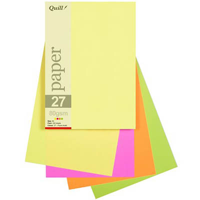Image for QUILL COLOURED A5 COPY PAPER 80GSM FLUORO ASSORTED PACK 250 SHEETS from Office National Barossa