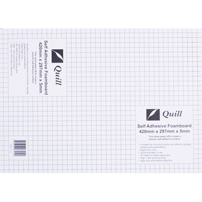 Image for QUILL FOAM BOARD SELF ADHESIVE 5MM A3 WHITE from OFFICE NATIONAL CANNING VALE
