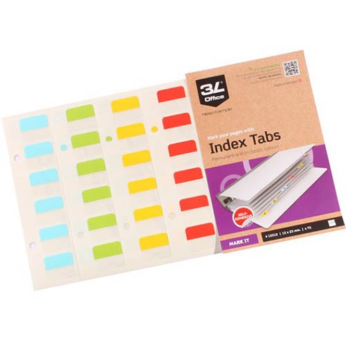 Image for 3L INDEX TAB 12 X 25MM ASSORTED PACK 72 from Mackay Business Machines (MBM) Office National