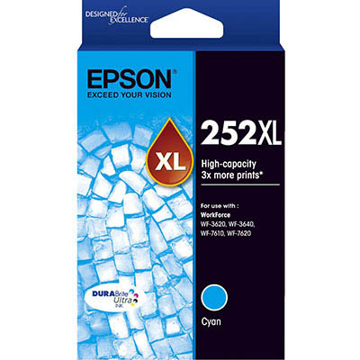 Image for EPSON 252XL INK CARTRIDGE HIGH YIELD CYAN from Coleman's Office National