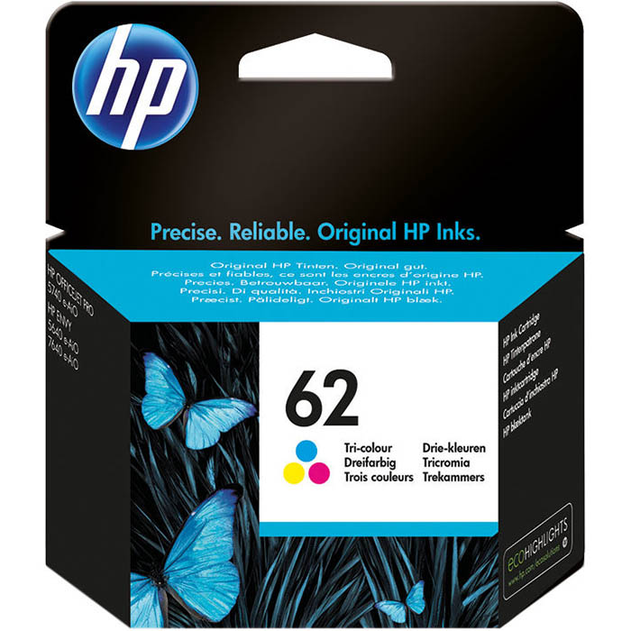 Image for HP C2P06AA 62 INK CARTRIDGE TRI COLOUR PACK CYAN/MAGENTA/YELLOW from Surry Office National