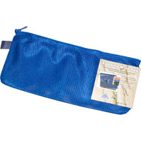 colby mesh bag pencil case nylon zippered 135 x 330mm blue