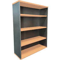 rapid worker bookcase 3 shelf 900 x 315 x 1200mm beech/ironstone