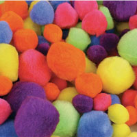 colorific pom poms fluffy neon assorted pack 150