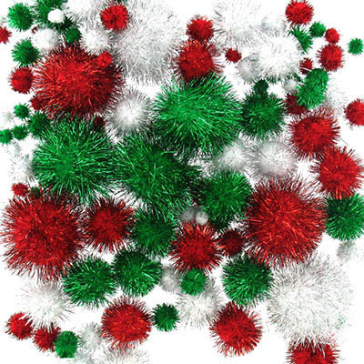 Image for COLORIFIC POM POMS GLITTER CHRISTMAS ASSORTED PACK 138 from OFFICE NATIONAL CANNING VALE