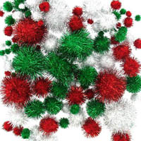 colorific pom poms glitter christmas assorted pack 138