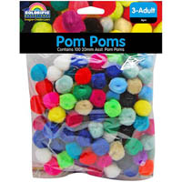 colorific pom poms fluffy 20mm assorted pack 100