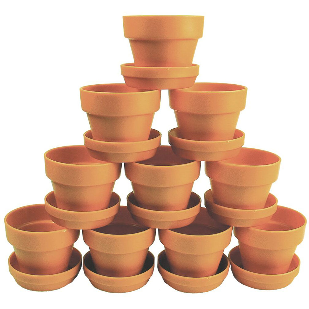 Image for COLORIFIC PLANT POT WITH SAUCER TERRACOTTA PACK 10 from Our Town & Country Office National