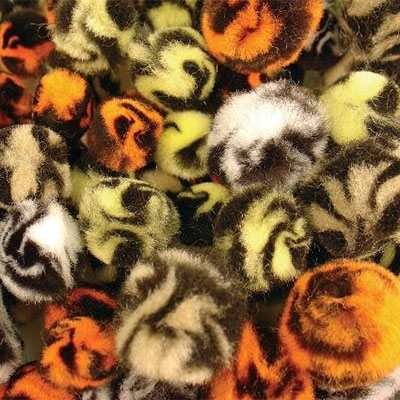 Image for COLORIFIC POM POMS FLUFFY ANIMAL STRIPED ASSORTED PACK 100 from OFFICE NATIONAL CANNING VALE