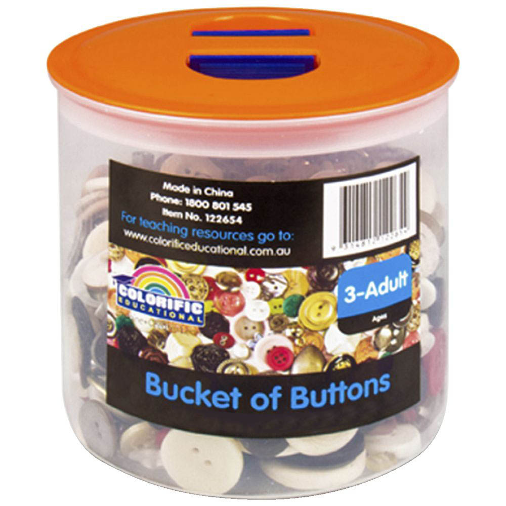 Image for COLORIFIC BUCKET OF BUTTONS ASSORTED 500G from OFFICE NATIONAL CANNING VALE
