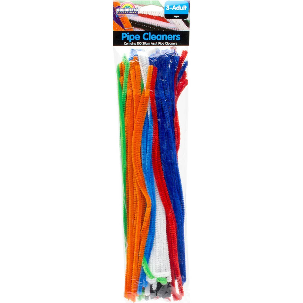 Image for COLORIFIC PIPE CLEANERS STEMS 300MM ASSORTED PACK 100 from Two Bays Office National