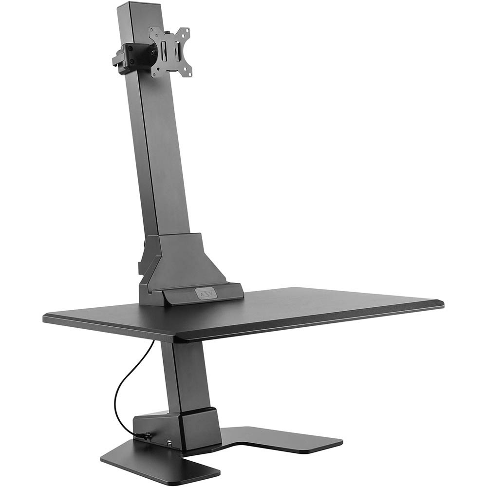 Image for ERGOVIDA SINGLE MONITOR ELECTRIC VERTICAL BAR DESKTOP SIT-STAND WORKSTATION BLACK from Emerald Office Supplies Office National