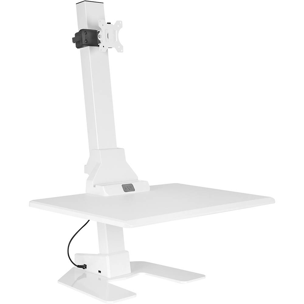 Image for ERGOVIDA SINGLE MONITOR ELECTRIC VERTICAL BAR DESKTOP SIT-STAND WORKSTATION WHITE from Emerald Office Supplies Office National
