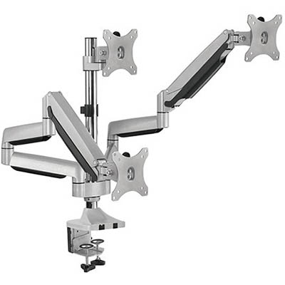 Image for ERGOVIDA TRIPLE MONITOR ARM GAS SPRING WITH USB / AV PORTS METALLIC GREY from PaperChase Office National