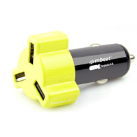 mbeat triple usb port 4.8a/24w rapid car charger yellow