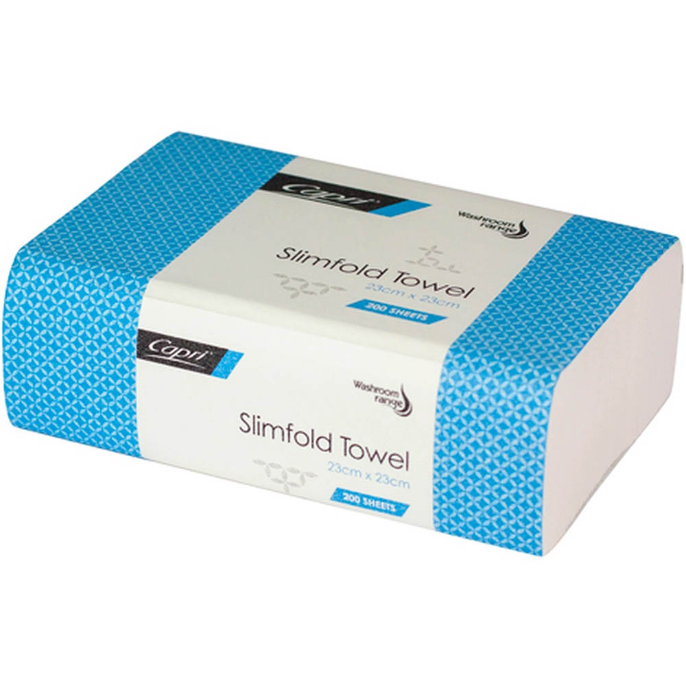 Image for CAPRI SLIMFOLD INTERLEAVED HAND TOWEL 230 X 230MM CARTON 20 from OFFICE NATIONAL CANNING VALE