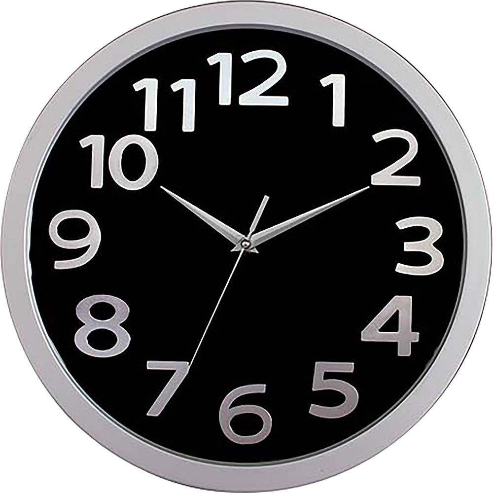 Image for CARVEN FASHION WALL CLOCK ROUND 330MM BLACK/SILVER from Aztec Office National Melbourne