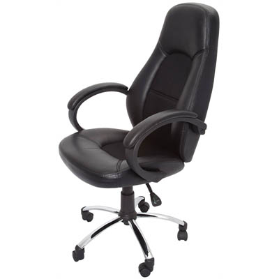 Image for RAPIDLINE CL410 EXECUTIVE CHAIR HIGH BACK CHROME BASE ARMS PU BLACK from Office National Port Augusta
