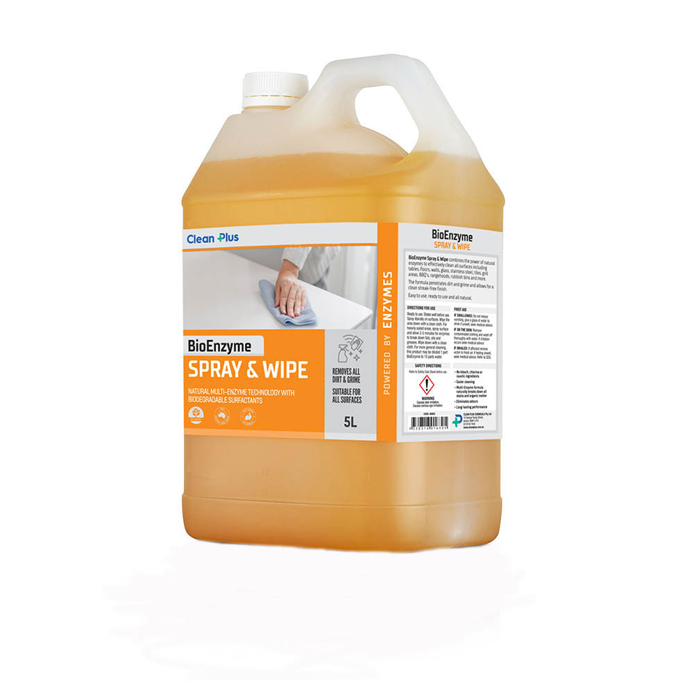 Image for CLEAN PLUS BIOENZYME SPRAY AND WIPE 5 LITRE from Aztec Office National