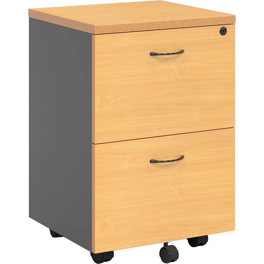 Image for RAPID WORKER MOBILE PEDESTAL 2-DRAWER LOCKABLE 690 X 465 X 447MM BEECH/IRONSTONE from OFFICE NATIONAL CANNING VALE