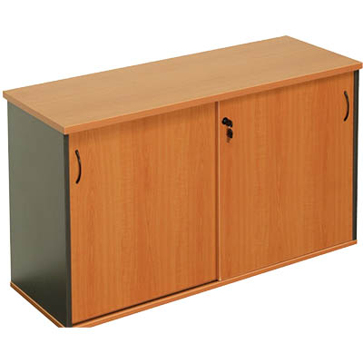 Image for RAPID WORKER CREDENZA SLIDING DOOR LOCKABLE 1200 X 450 X 730MM BEECH/IRONSTONE from PaperChase Office National