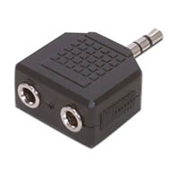 comsol audio adapter 3.5mm stereo male to 2 x 3.5mm stereo female black