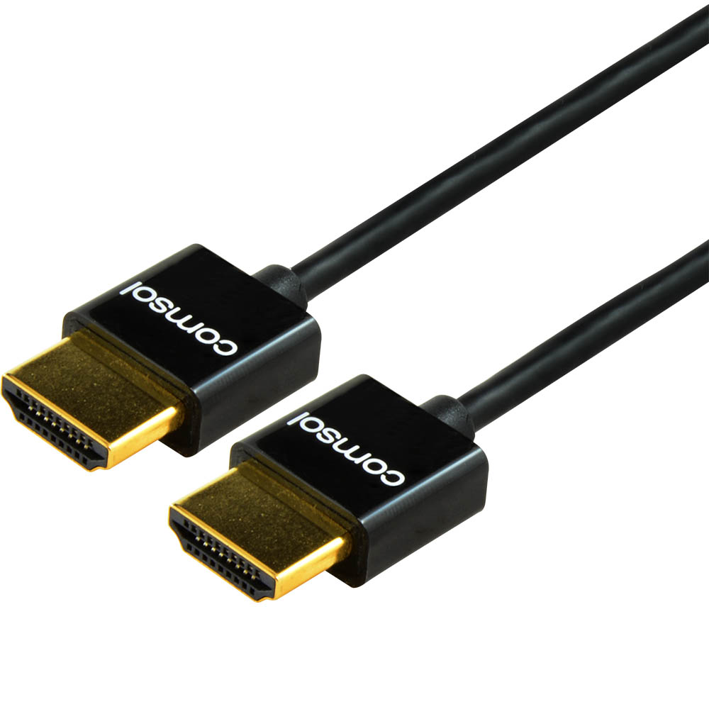 Image for COMSOL SUPER SLIM HIGH SPEED HDMI CABLE WITH ETHERNET MALE TO MALE 1M from Surry Office National