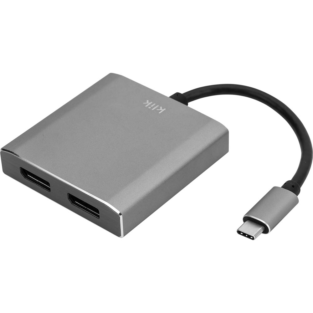 Image for KLIK USB-C MALE TO DUAL DISPLAYPORT FEMALE ADAPTER SILVER from Darwin Business Machines Office National