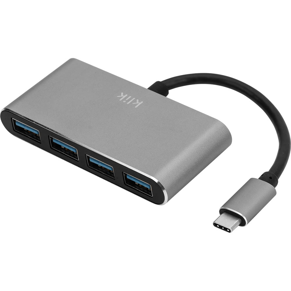 Image for KLIK 4-PORT HUB USB-C TO USB-A 3.0 SILVER from Office National