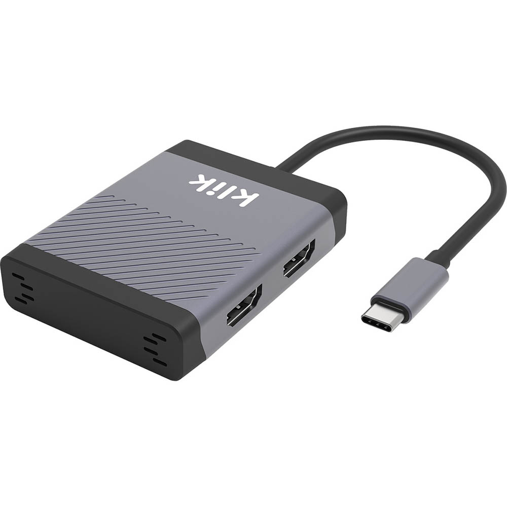 Image for KLIK KCHD2DL UNIVERSAL USB-C DUAL HDMI MULTI-PORT ADAPTER GREY from Paul John Office National