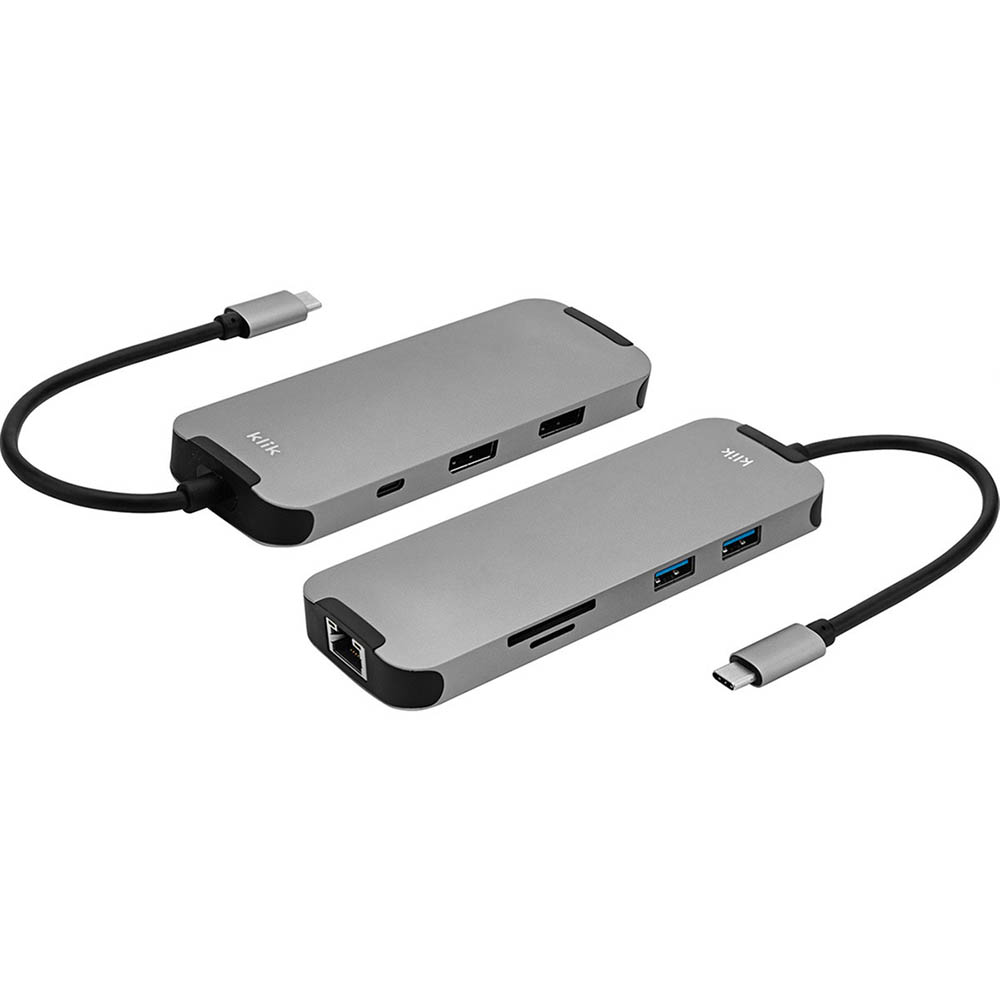 Image for KLIK DUAL USB-C MULTI-PORT ADAPTER GREY from Darwin Business Machines Office National