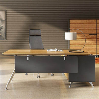 Image for NOVARA EXECUTIVE DESK LEFT HAND RETURN 2150 X 1850 X 750MM ZEBRANO TIMBER VENEER from Our Town & Country Office National