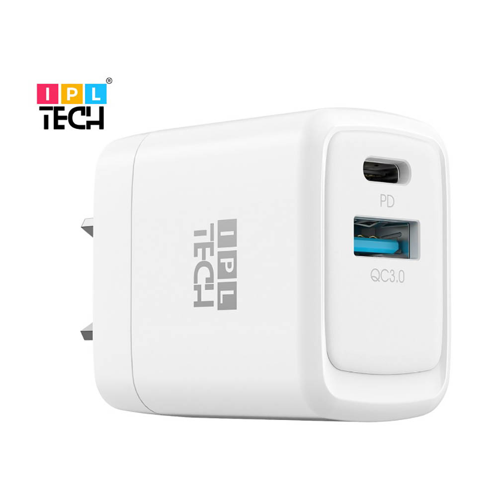 Image for IPL TECH DUAL PORT QUICK CHARGER 20W WHITE from Officebarn Office National