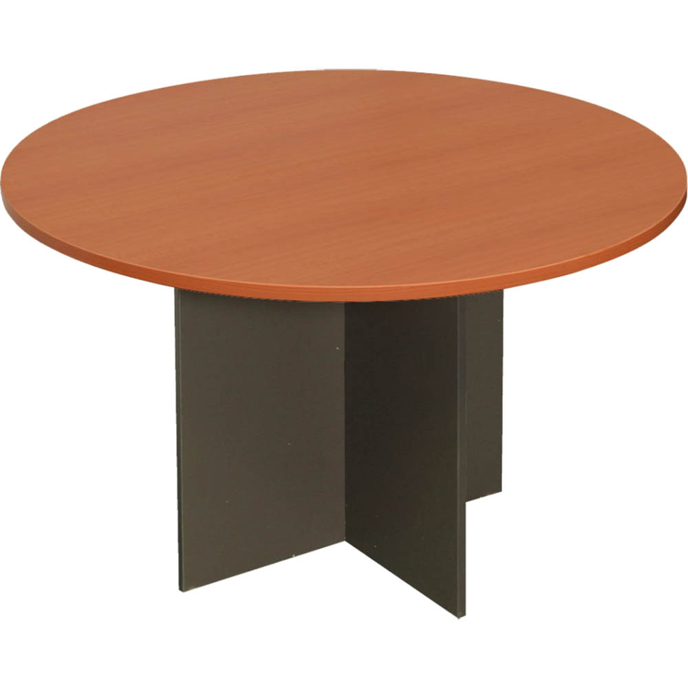 Image for RAPID WORKER ROUND MEETING TABLE 1200MM CHERRY/IRONSTONE from Angletons Office National