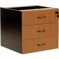 rapid worker fixed desk return pedestal 3-drawer lockable 465 x 370 x 454mm cherry/ironstone