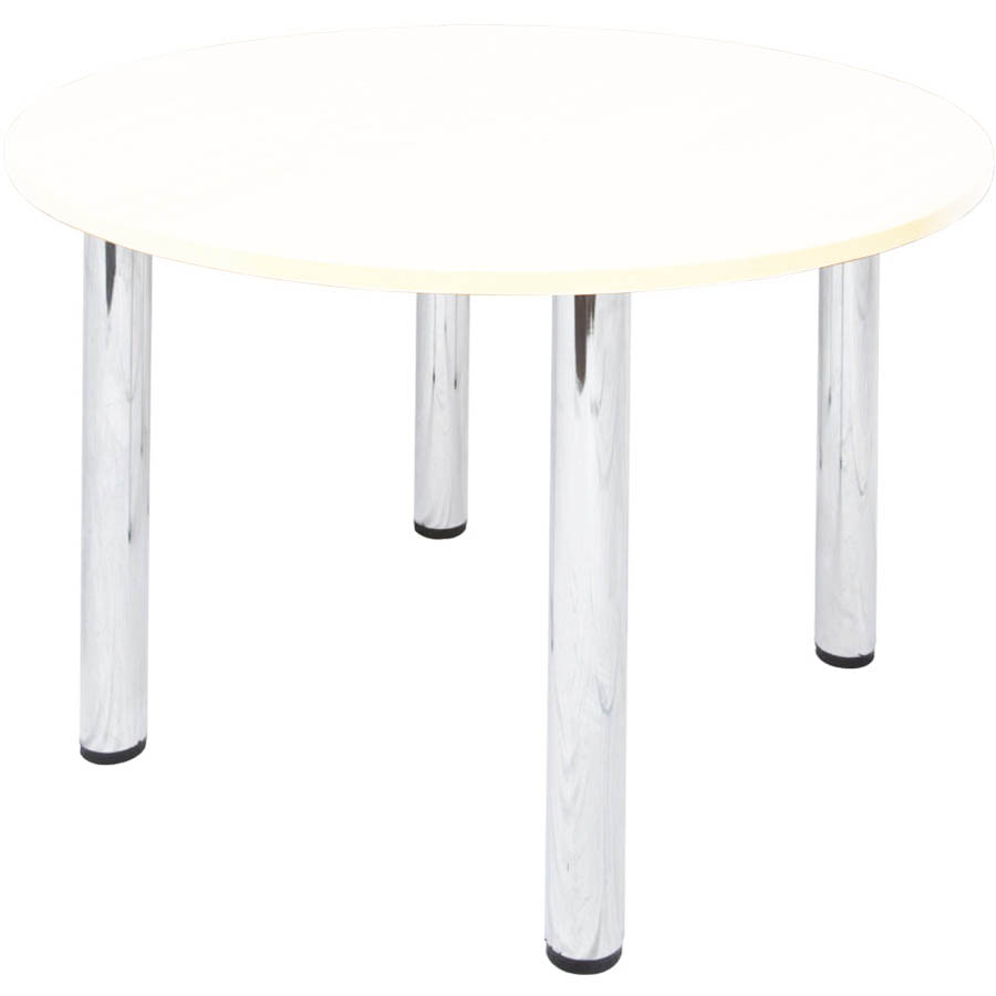 Image for RAPID WORKER ROUND MEETING TABLE 4-LEG 900MM NATURAL WHITE/CHROME from Discount Office National