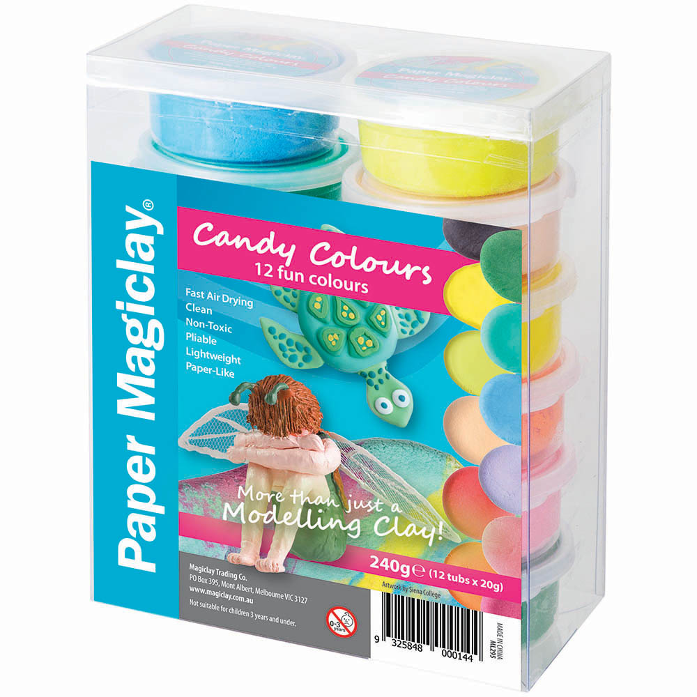 Image for PAPER MAGICLAY® MODELLING COMPOUND 240G CANDY COLOURS PACK 12 from Emerald Office Supplies Office National