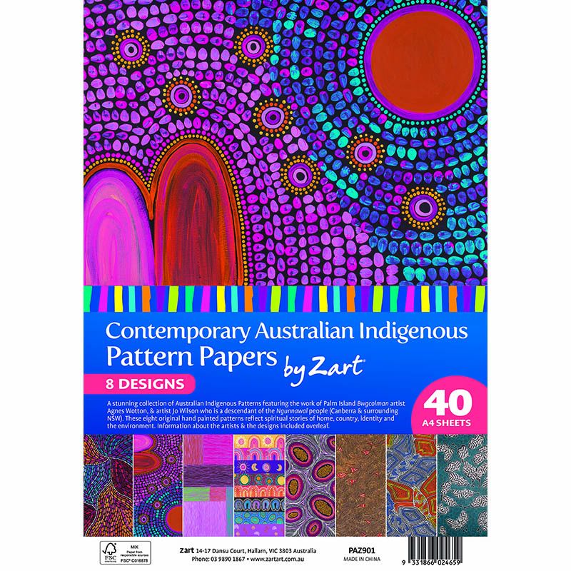 Image for ZART PATTERN PAPER CONTEMPORARY AUSTRALIAN INDIGENOUS A4 PACK 40 from Officebarn Office National