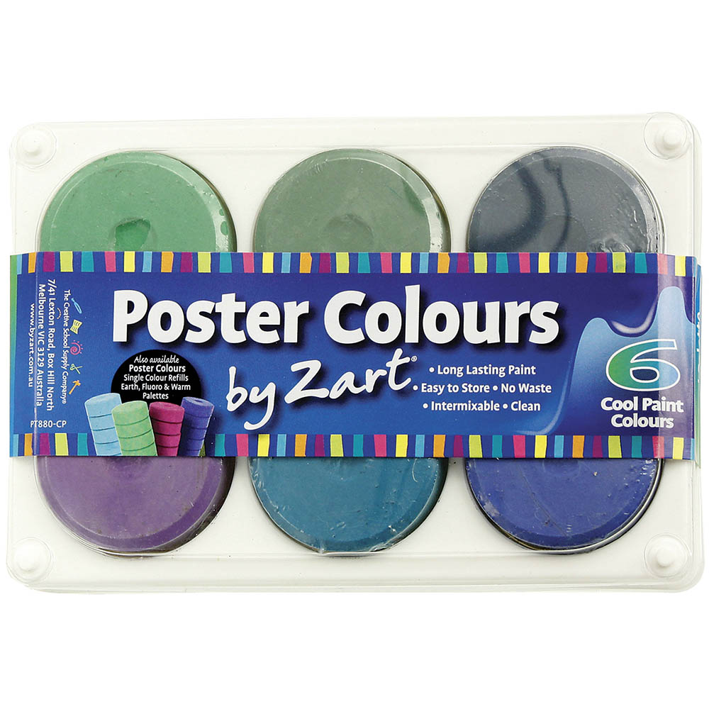 Image for ZART POSTER COLOURS POSTER PAINT COOL PACK 6 from Ezi Office Supplies Gold Coast Office National