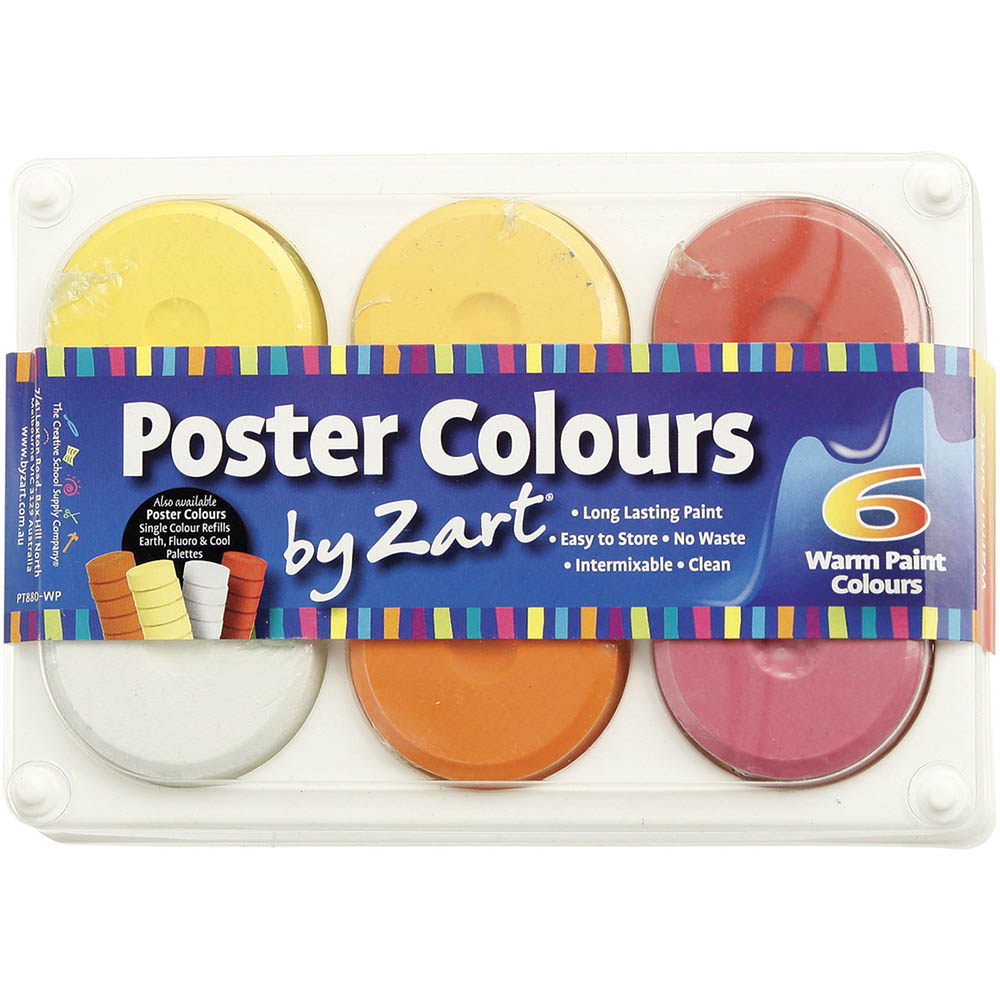 Image for ZART POSTER COLOURS POSTER PAINT WARM PACK 6 from Ezi Office National Tweed