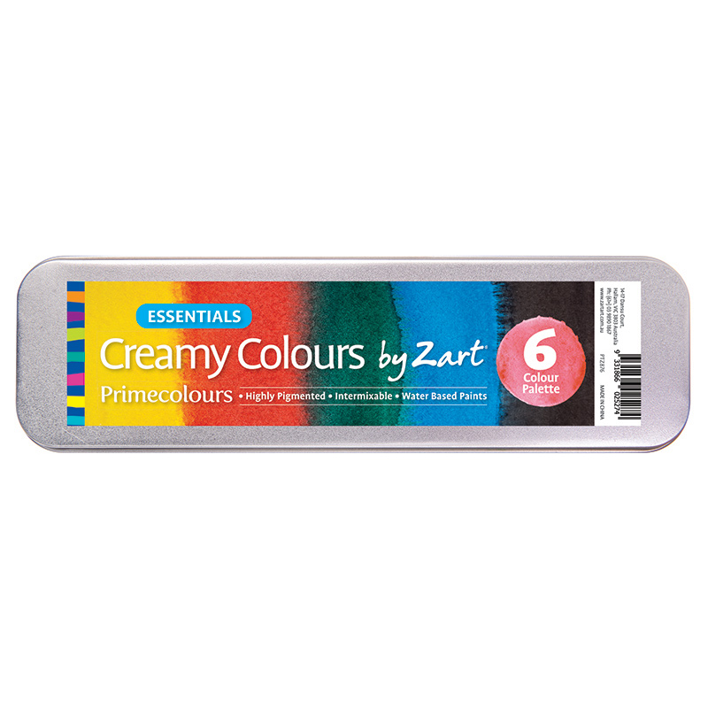 Image for ZART PRIMECOLOURS CREAMY COLOURS WATERCOLOUR PAINT ESSENTIAL BOX 6 from Two Bays Office National